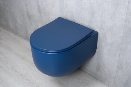 Унитаз подвесной безободковый GID Tr2133TF-BUM синий матовый, с сиденьем микролифт