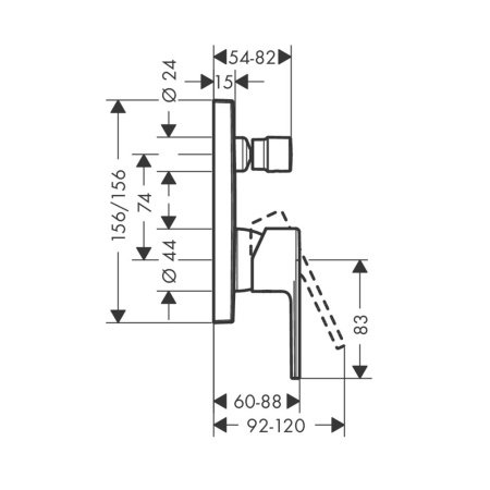 Смеситель для ванны с душем Hansgrohe Vernis Shape 71468670 черный матовый