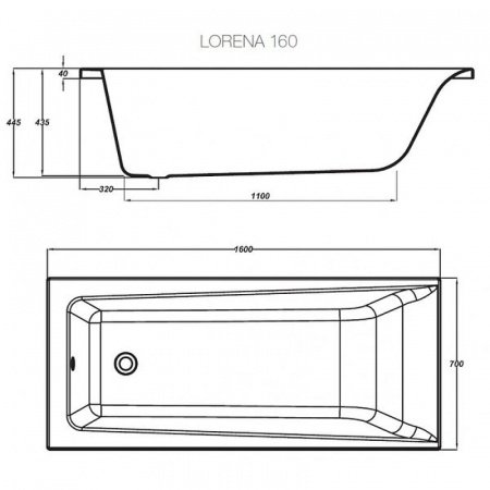 Ванна прямоугольная Cersanit LORENA 160x70