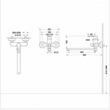 Смеситель для ванны с душем Bravat Stream-D F637163C-LB хром