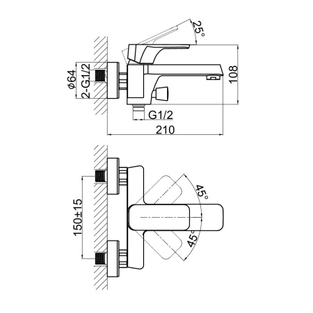 Смеситель для ванны D&K Berlin DA1433201, хром