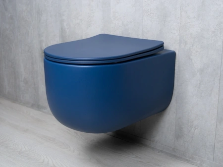 Унитаз подвесной безободковый GID Tr2133TF-BUM синий матовый, с сиденьем микролифт
