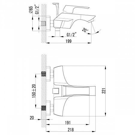 Смеситель для ванны с душем Lemark Unit LM4502C хром