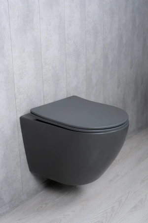 Унитаз подвесной безободковый GID Tr2122TF-Dgm темно-серый матовый, с сиденьем микролифт