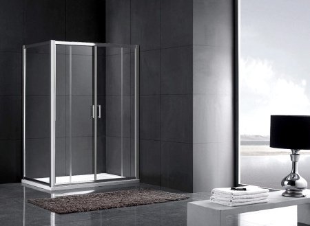 Душевой угол GEMY Victoria 140x75x190 профиль хром, стекло прозрачное, две дверцы