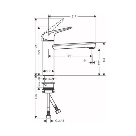 Смеситель для кухни Hansgrohe Focus M42 71806800 нержавеющая сталь