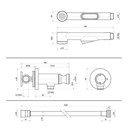 Гигиенический душ со смесителем Bossini Macan E37032B.030 хром