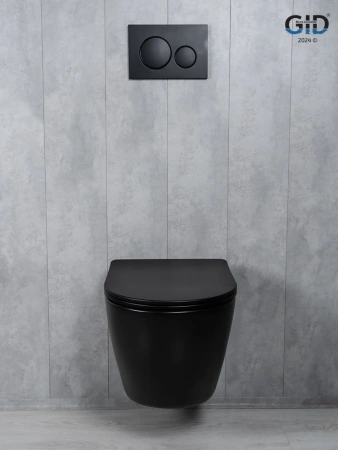 Унитаз подвесной безободковый GID Tr2122TF-Bm черный матовый, с сиденьем микролифт