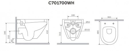 Унитаз AM PM Spirit FlashClean C701700WH подвесной без сиденья