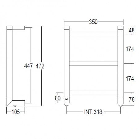 Полотенцесушитель электрический Margaroli Sole 540S 470х350 хром