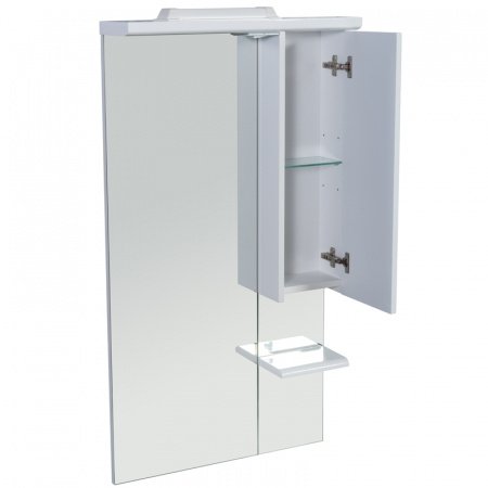 Зеркальный шкаф Rush Fiji 65 со светильником Белый глянец