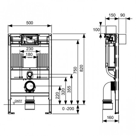 Инсталляция для подвесных унитазов 82см TECE Profil 9300380