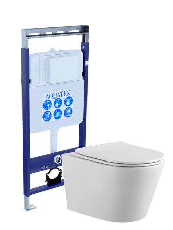 Set AQUATEK ВЕГА (рама INS-0000010  Easy Fix 50+звукоизоляционная прокладка+унитаз ВЕГА AQ1905-00+тонкое сиденье с механизмом плавного закрывания)