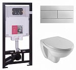 Унитаз c инсталляцией Jacob Delafon Jacob Delafon Patio E21734RU-00 кнопка хром