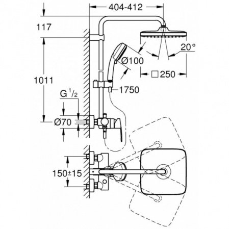 Душевая стойка Grohe New Tempesta Cosmopolitan System 26692001 хром