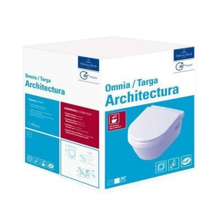 Унитаз подвесной безободковый Villeroy & Boch Architectura Pack 5684HR01 с сиденьем микролифт