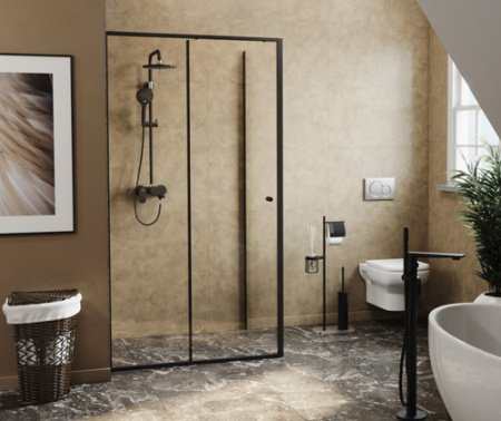 Душевой угол WasserKraft Dill 61S17 100x80x200, профиль черный, стекло прозрачное