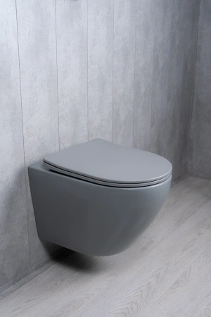 Унитаз подвесной безободковый GID Tr2122TF-Lgm серый матовый, с сиденьем микролифт