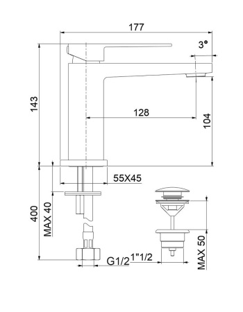 Смеситель для раковины Webert Pegaso PE830102015, хром