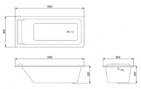 Чугунная ванна Timo Tarmo 180x80 см без ручек