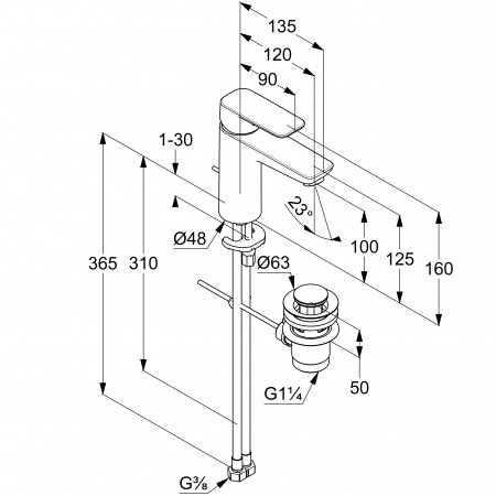 Смеситель для раковины Kludi Pure&Style 402903975 черный матовый