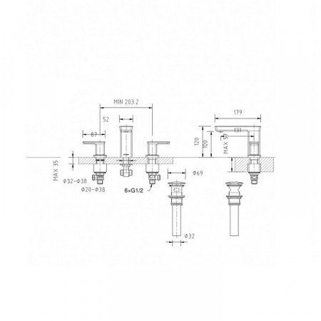 Смеситель для ванны с душем Bravat Phillis F556101C-2-ENG хром