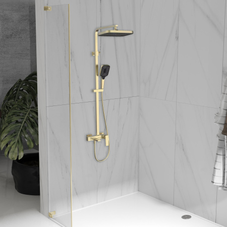 Душевая стойка со смесителем Vincea Cube VSFS-4C12BG золото матовое