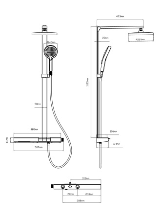 Душевая стойка со смесителем Vincea Aspire VSFS-4AS1CH хром