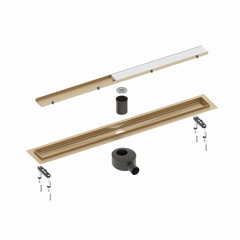 Душевой лоток (двухсторонняя решетка) TIMO Drain System DS230208/17, матовое золото