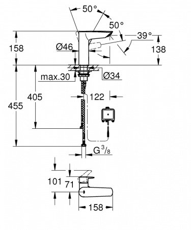 Смеситель для раковины Grohe EuroSmart 23975003 хром