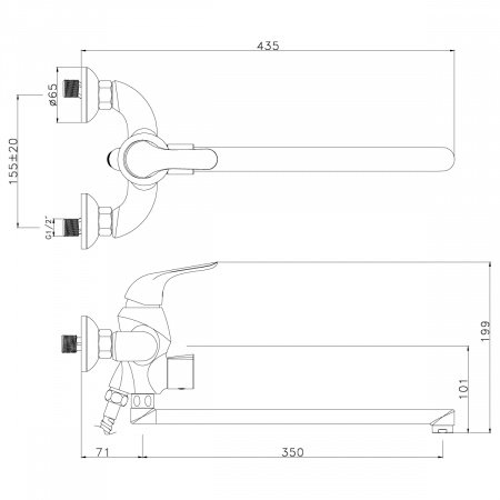 Смеситель для ванны с душем Lemark Swan LM5451BG черный/золото