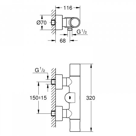Термостат для душа Grohe Eurosmart Cosmopolitan E 36457000 хром