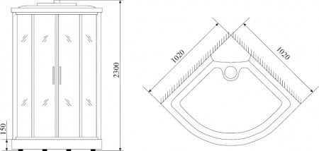 Душевая кабина Timo Lux TL-1503 102x102x230 профиль хром глянцевый, стекло прозрачное