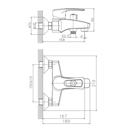 Смеситель для ванны Haiba HB6066, хром
