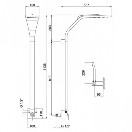 Душевая стойка Webert Wolo WO660302564 хром/черный матовый