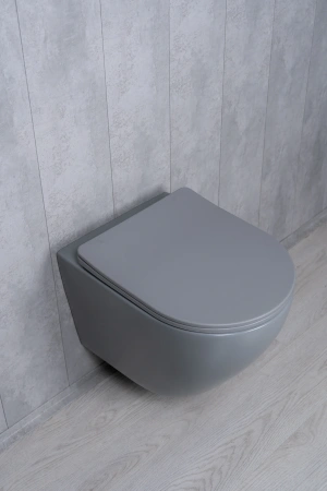 Унитаз подвесной безободковый GID Tr2122TF-Lgm серый матовый, с сиденьем микролифт