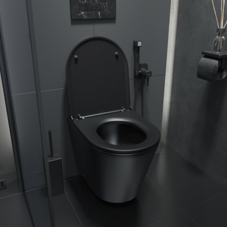 Унитаз подвесной IDDIS Calipso CALR3BMi25 черный матовый, с сиденьем микролифт