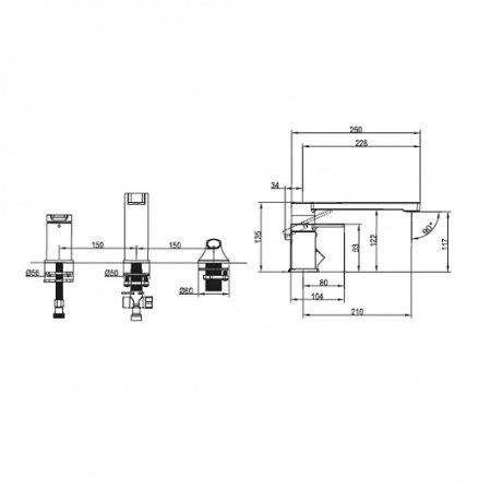 Смеситель для ванны с душем Villeroy & Boch Architectura TVT10300100061 хром