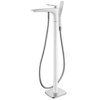 Смеситель ABBER Zeitlos AF8915W напольный для ванны, белый-хром