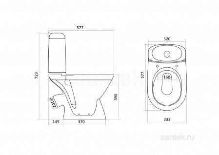 Унитаз-компакт Santek Римини с диагональным выпуском 1WH302130