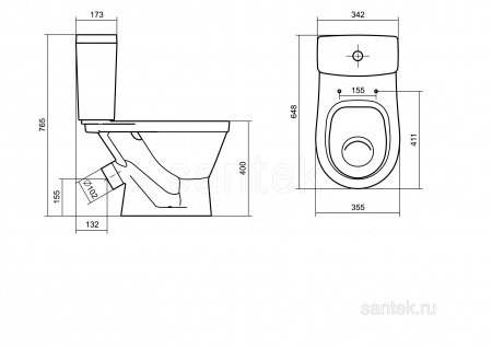 Унитаз-компакт Santek Уно с диагональным выпуском 1WH501613