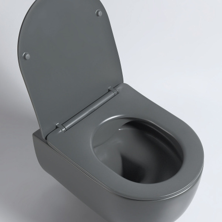 Унитаз подвесной безободковый Vincea Evo VT1-34SMA антрацит матовый, с сиденьем микролифт
