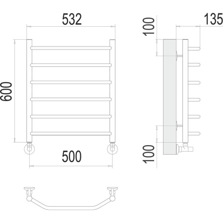 Полотенцесушитель водяной Terminus Виктория П6 50х60