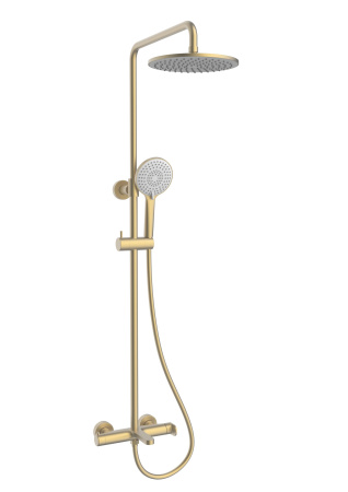 Душевая стойка со смесителем Vincea Rondo VSFS-1R1BG золото матовое