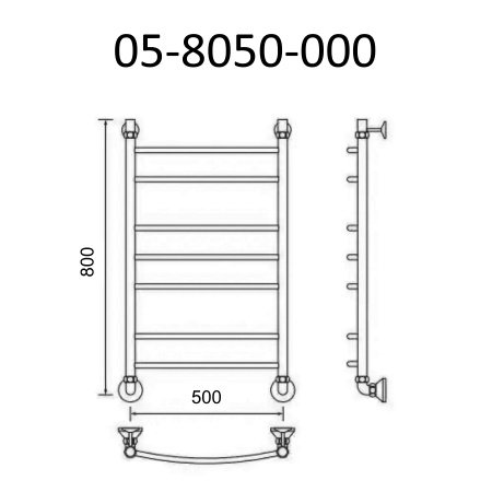 Полотенцесушитель водяной Маргроид Вид 5 80х50 хром