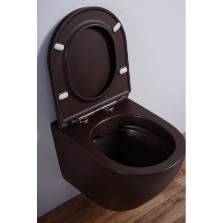 Унитаз подвесной Esbano AZALEA коричневый матовый, с сиденьем микролифт