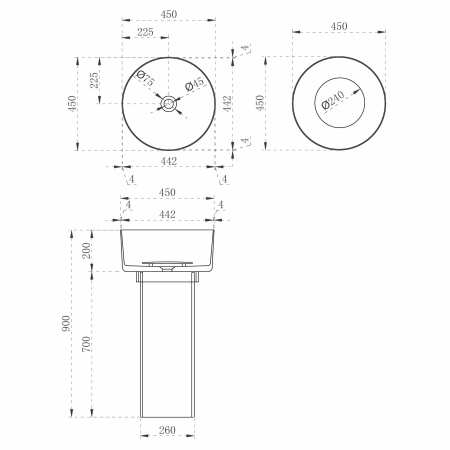 Раковина отдельностоящая прозрачная ABBER Kristall AT2702Vesuvian оливковая