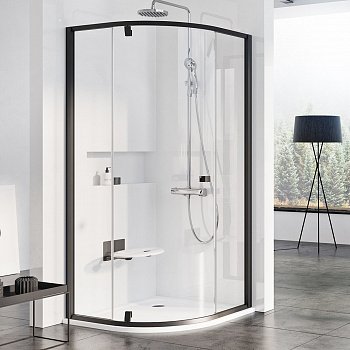 Душевой угол Ravak Pivot PSKK3 100x100x190 профиль черный, стекло прозрачное