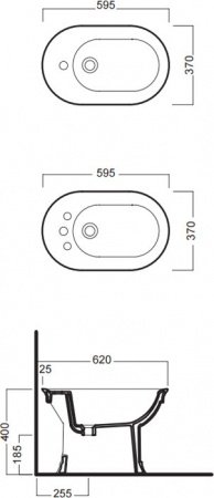 Биде напольное Hatria Dolcevita одно отверстие