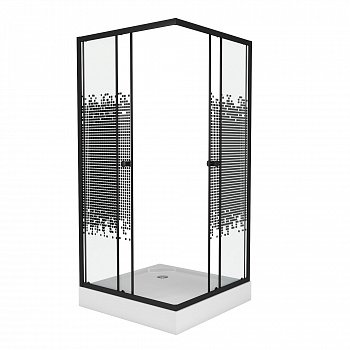 Душевой угол Niagara NG- 008-14Q BLACK 80x80x195 профиль черный, стекло с узором